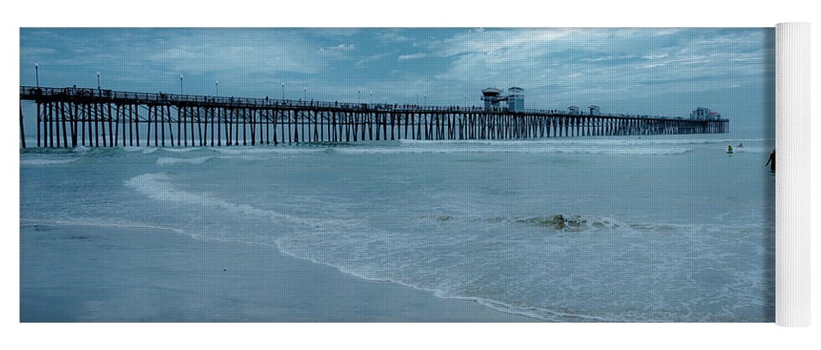 Pier Yoga Mat featuring the photograph Pier Out of the Blue by Debra Kewley