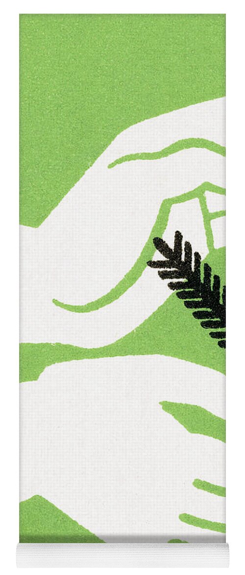 Bough Yoga Mat featuring the drawing Pine branch in hand by CSA Images
