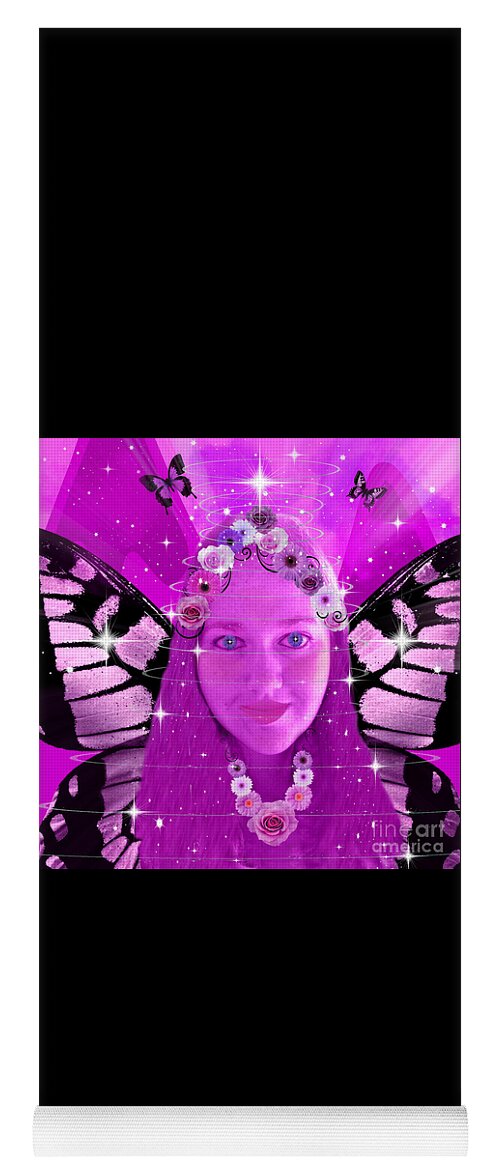 Pink Yoga Mat featuring the digital art Pink Promises by Diamante Lavendar