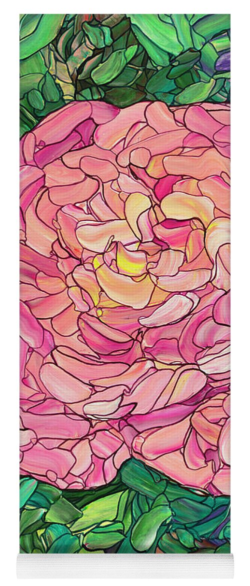 Flowers Yoga Mat featuring the painting Pink Rose by James W Johnson