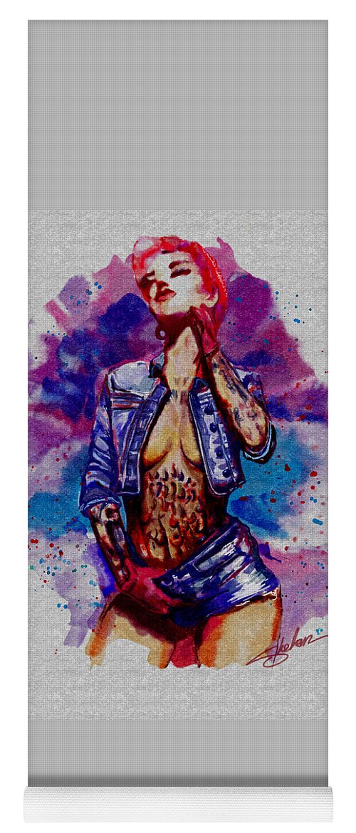 Watercolor Yoga Mat featuring the photograph Pinup Girl Tattoo by Shehan Wicks