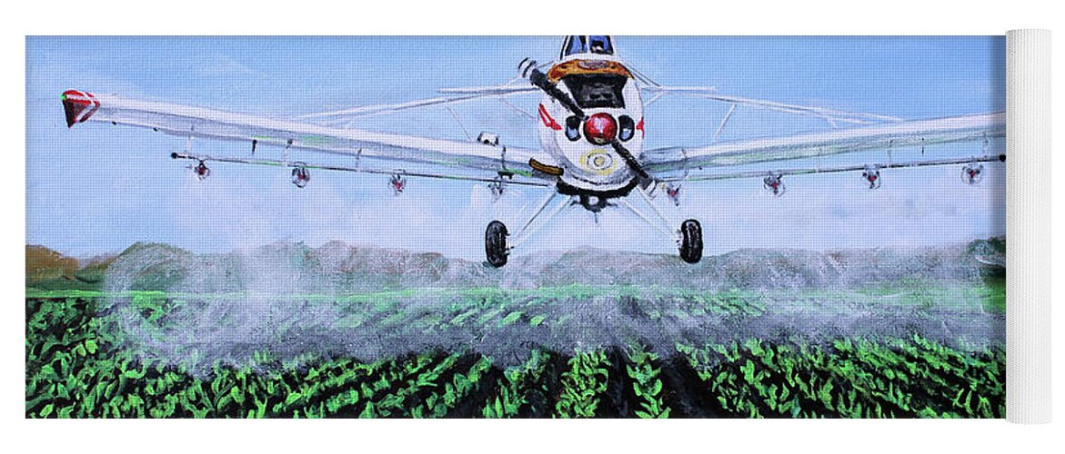 Aircraft Yoga Mat featuring the painting Piper Pawnee PA-25-235 by Karl Wagner
