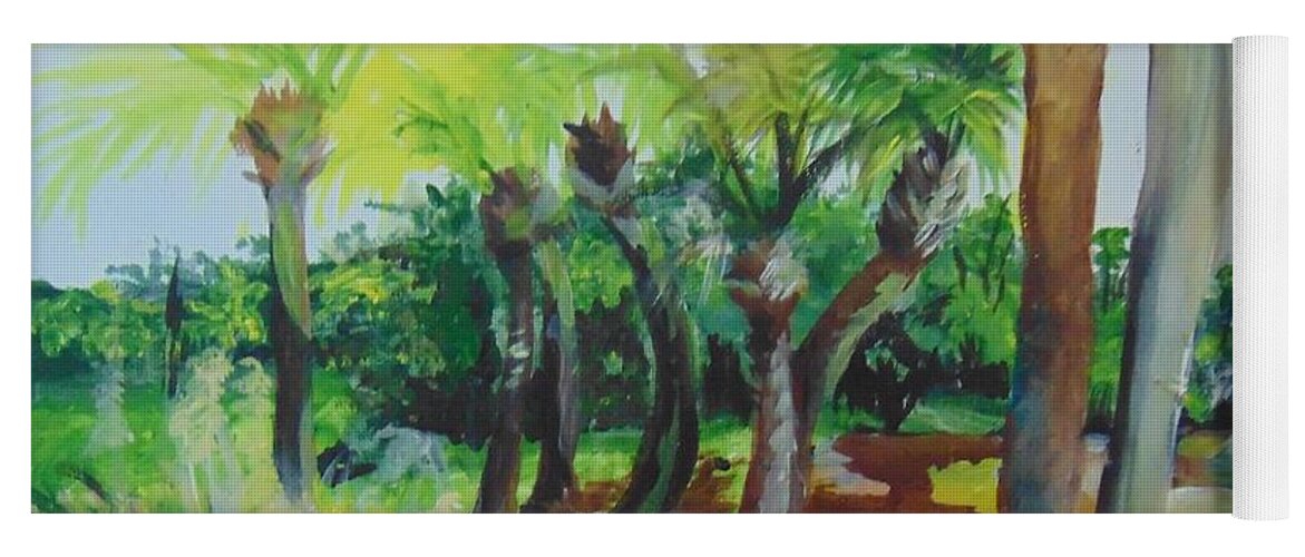 Palms Yoga Mat featuring the painting Plen Aire Palms by Saundra Johnson