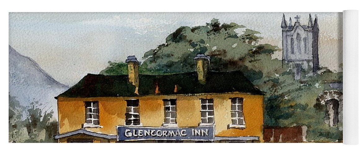 Ireland Yoga Mat featuring the painting Plucks Pub, Kilmacanoge by Val Byrne