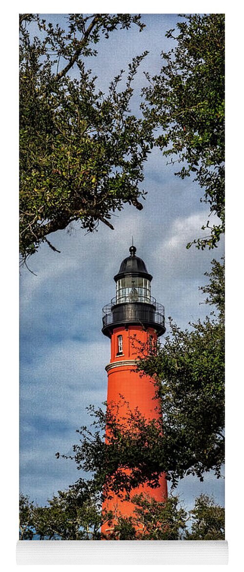 Barberville Roadside Yard Art And Produce Yoga Mat featuring the photograph Ponce Inlet Lighthouse by Tom Singleton
