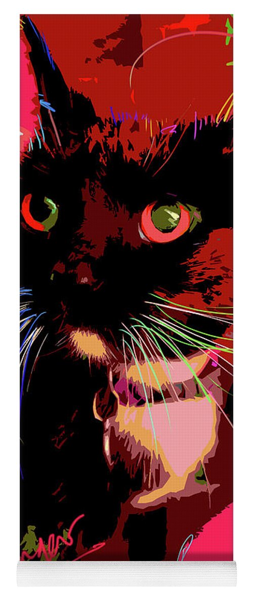 Chili Yoga Mat featuring the painting pOpCat Chili by DC Langer