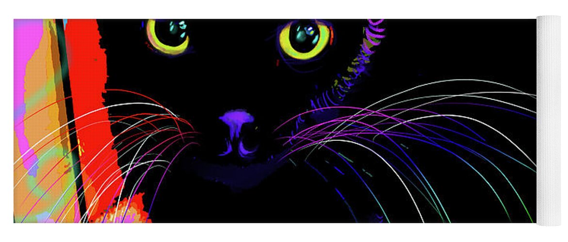 Raven Yoga Mat featuring the painting pOpCat Sweet Baby Raven by DC Langer