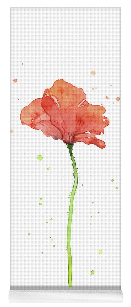 Poppy Yoga Mat featuring the painting Poppy Flower by Olga Shvartsur