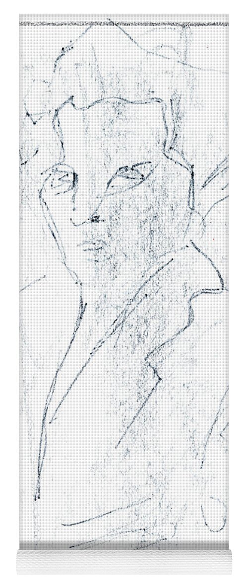 Portrait Yoga Mat featuring the drawing Portrait of a Man 2 by Edgeworth Johnstone