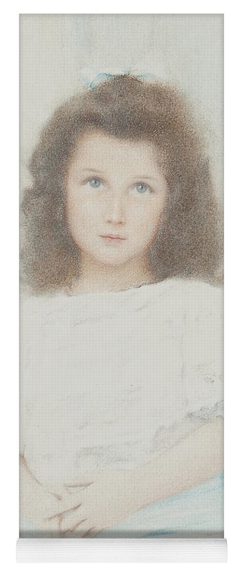 Portrait Yoga Mat featuring the pastel Portrait of a Renee Lambert de Rothschild, daughter of the founder of the Lambert bank, 1907 by Fernand Khnopff