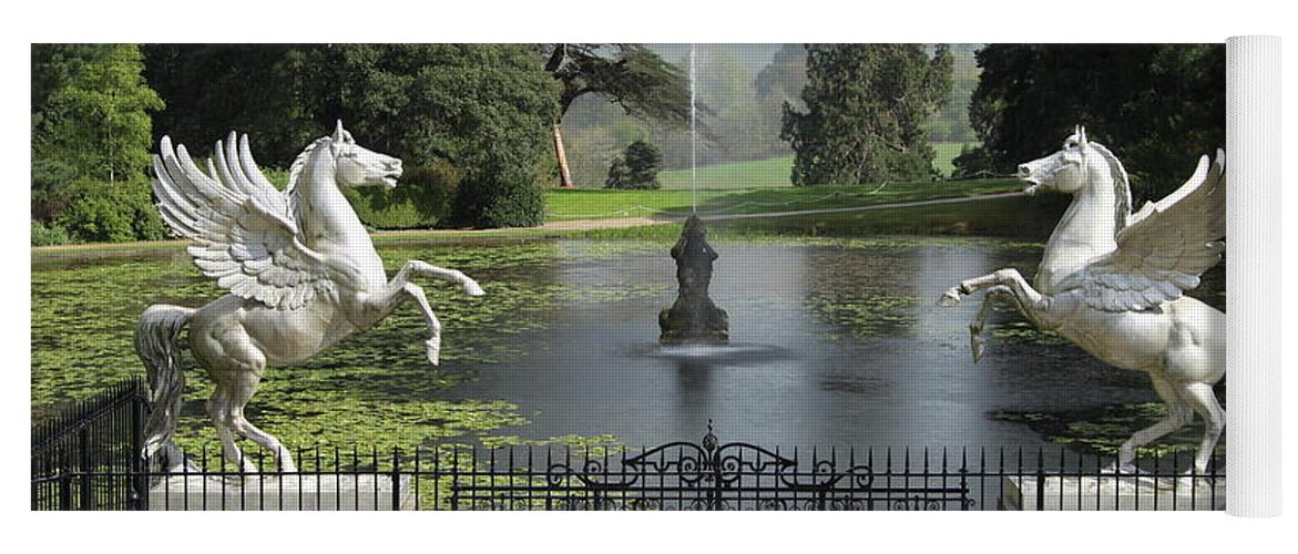 Powerscourt Yoga Mat featuring the photograph Powerscourt House Terrace And Fountain by Christiane Schulze Art And Photography