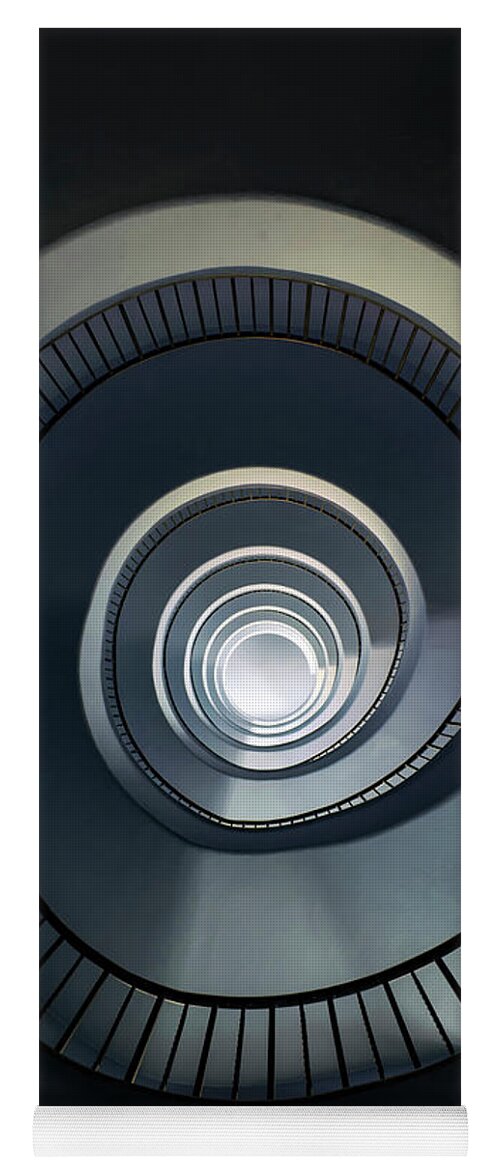 Staircase Yoga Mat featuring the photograph Pretty blue spiral staircase #1 by Jaroslaw Blaminsky