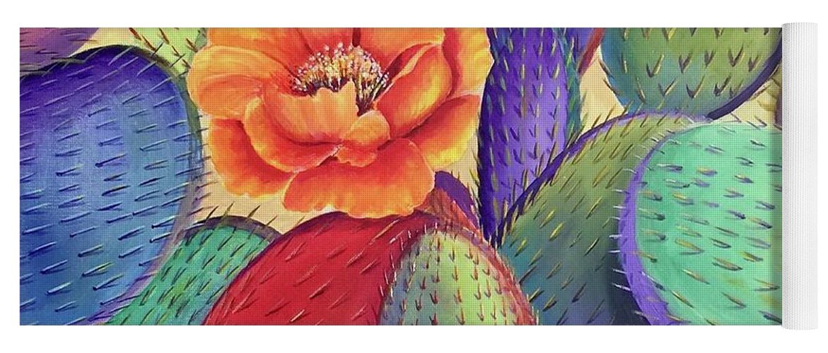 Desert Yoga Mat featuring the painting Prickly Rose Garden by Jane Ricker