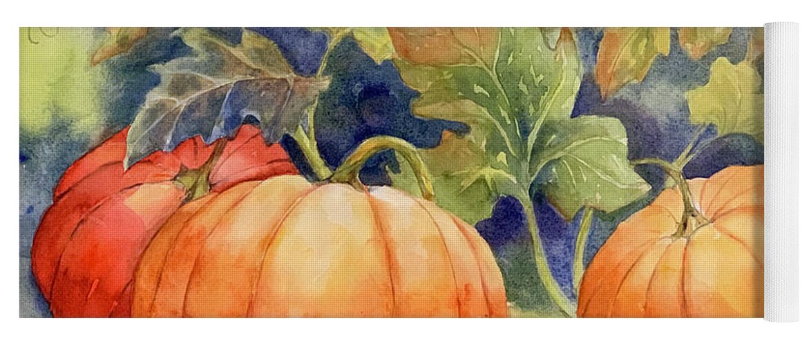 Pumpkin Yoga Mat featuring the painting Pumpkin Patch by Hilda Vandergriff