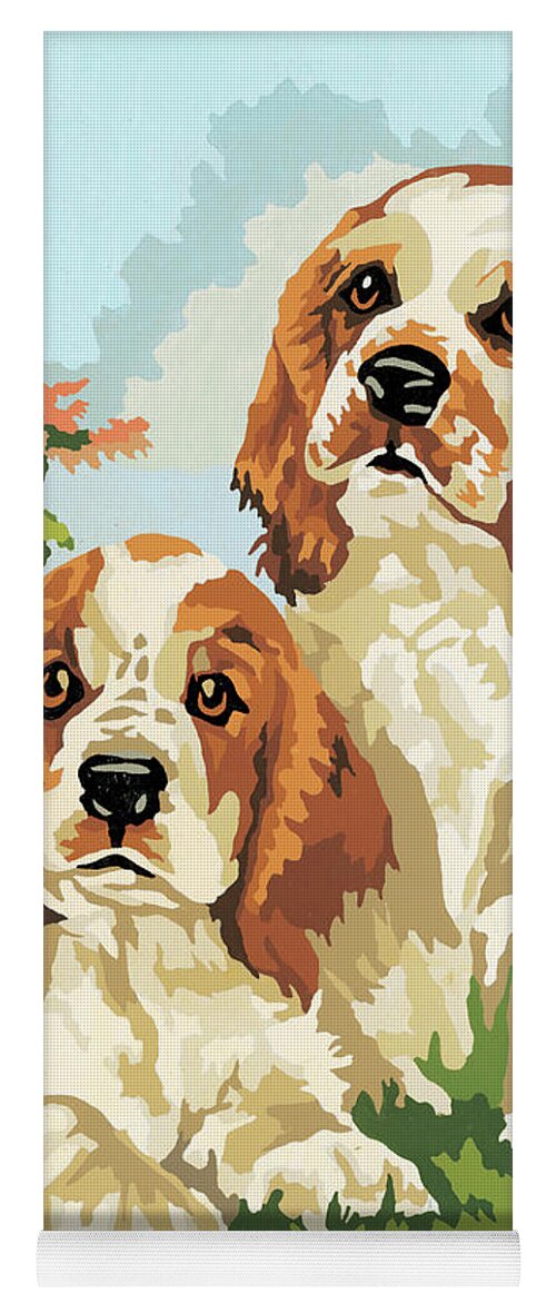 Animal Yoga Mat featuring the drawing Puppies by CSA Images