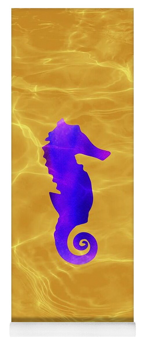 Purple Yoga Mat featuring the digital art Purple Seahorse Fantasy by Rachel Hannah