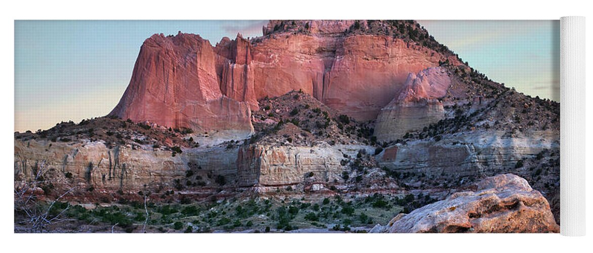 00559668 Yoga Mat featuring the photograph Pyramid Mountain Sunrise, Red Rock State Park, New Mexico by Tim Fitzharris