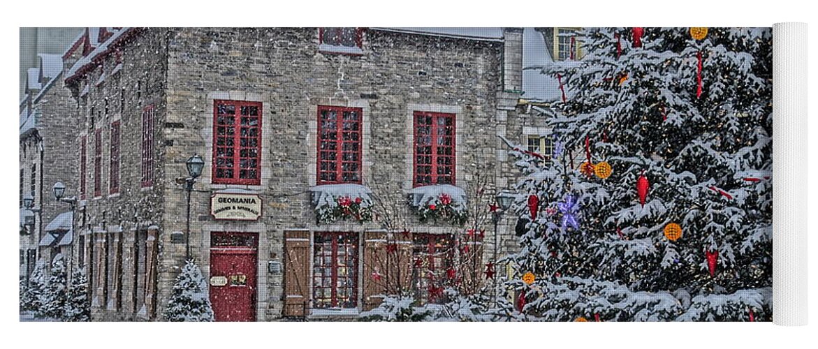 Christmas Yoga Mat featuring the photograph Quebec City at Christmas time by Patricia Caron
