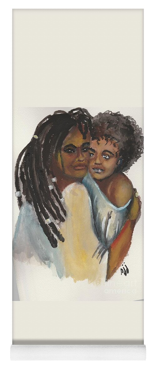 African-american Yoga Mat featuring the painting Queen Love by Saundra Johnson