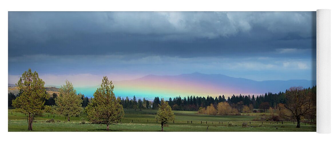 Rainbow Yoga Mat featuring the photograph Rainbow in the Valley by Randy Robbins