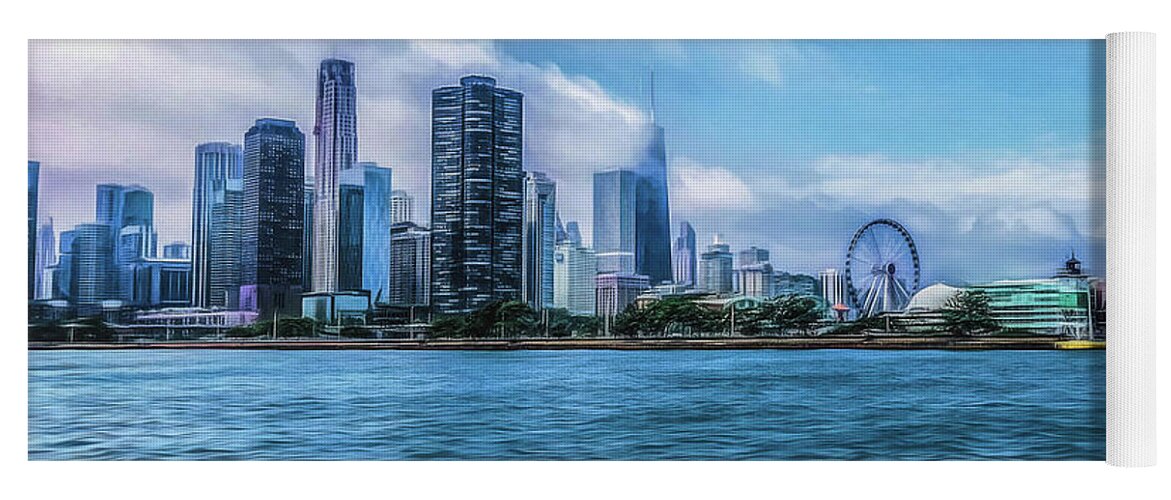 Chicago Navy Pier Yoga Mat featuring the photograph Rainy Day In Chicago by Kevin Lane