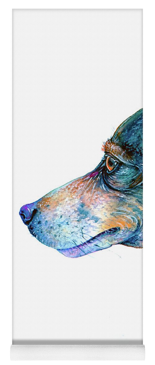 Rat Terrier Yoga Mat featuring the painting Rat Terrier by Zaira Dzhaubaeva