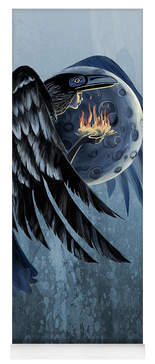 Raven Art Yoga Mat featuring the painting Raven Shaman by Sassan Filsoof