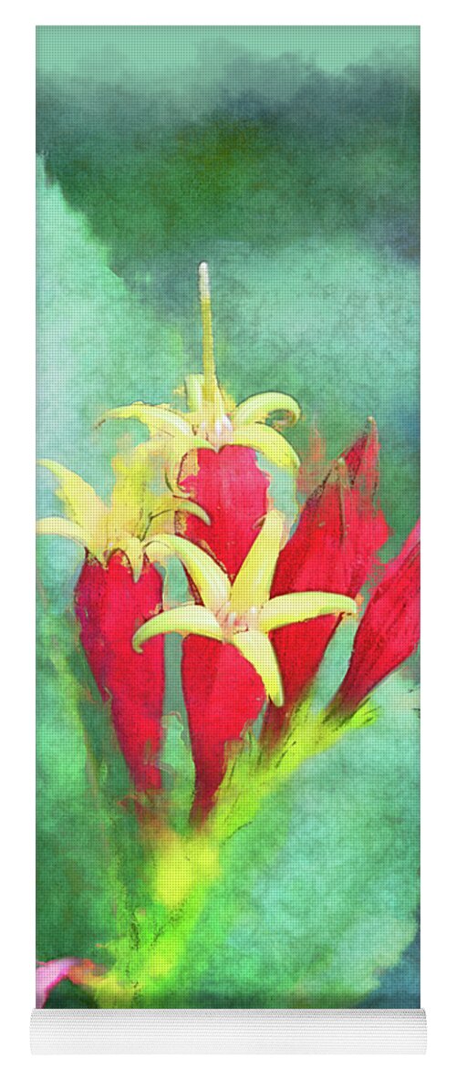 Kentucky Yoga Mat featuring the digital art Red And Yellow Flowers by Phil Perkins