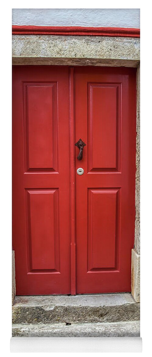 Door Yoga Mat featuring the photograph Red Door Nine of Obidos by David Letts