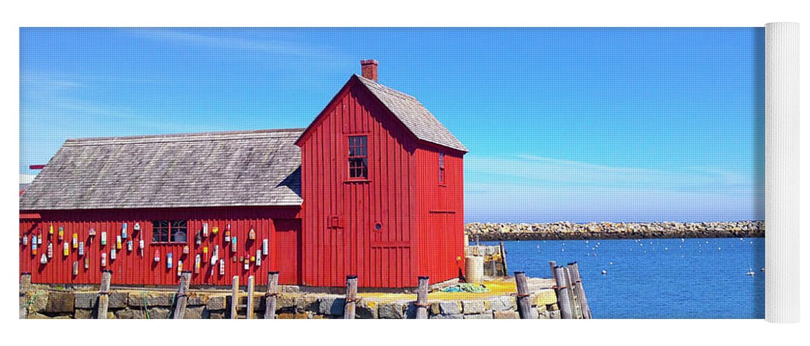 Rockport Yoga Mat featuring the photograph Red Fishing Shack by Vintage Pix