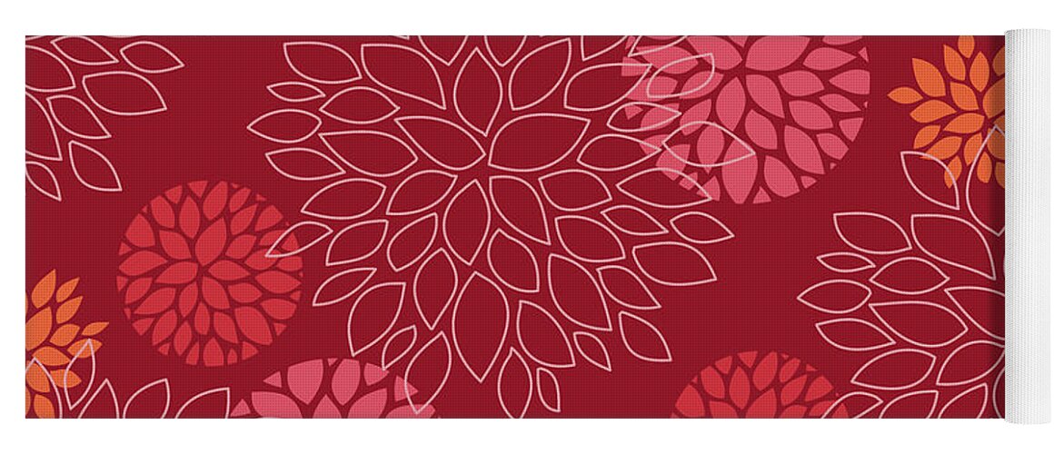 Red Floral print Yoga Mat