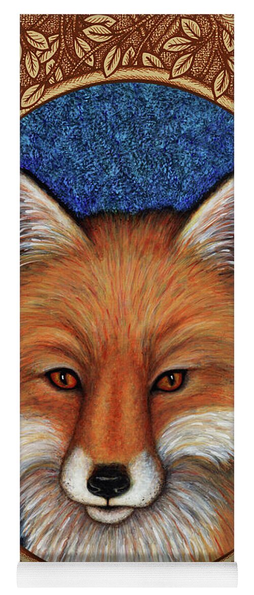 Animal Portrait Yoga Mat featuring the painting Red Fox Portrait - Brown Border by Amy E Fraser