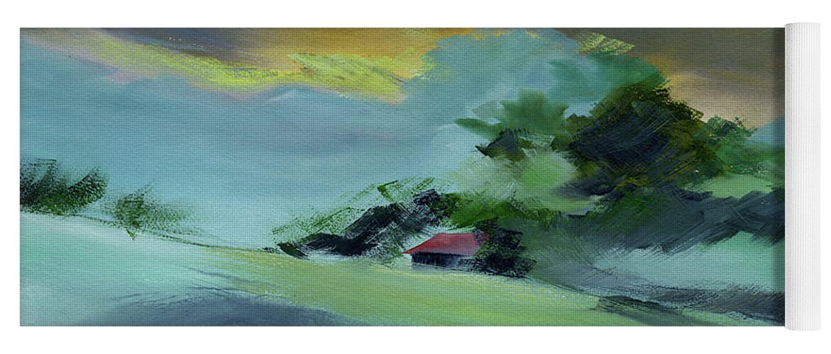 Nature Yoga Mat featuring the painting Red House New by Anil Nene