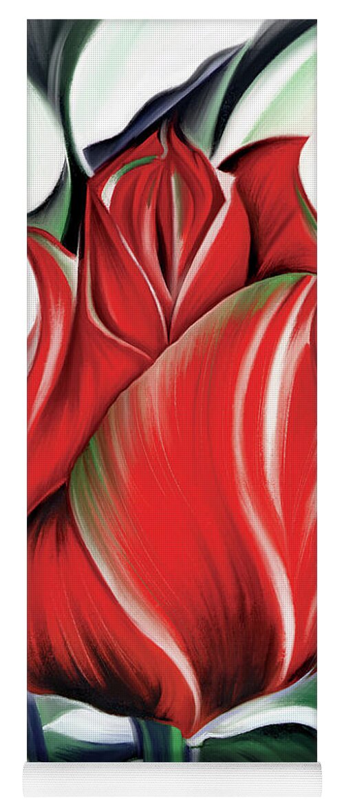 Flower Yoga Mat featuring the digital art Red Jewel of Spring by Garth Glazier