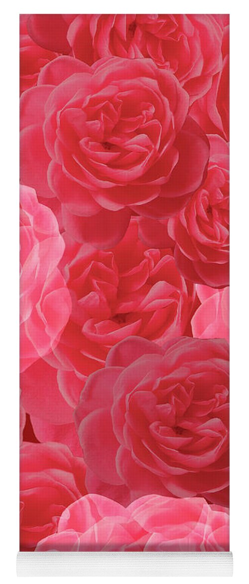 Red Yoga Mat featuring the photograph Red Roses Art Collage by Johanna Hurmerinta