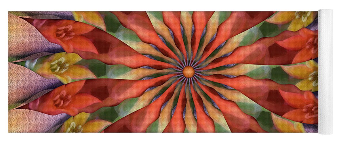 Spin-flower Mandala Yoga Mat featuring the digital art Red Velvet Quillineum by Becky Titus