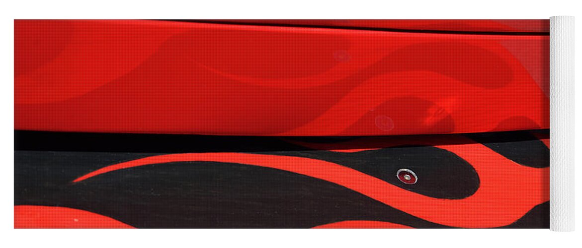 Red Yoga Mat featuring the photograph Reflections at the Car Show 5 by Kae Cheatham