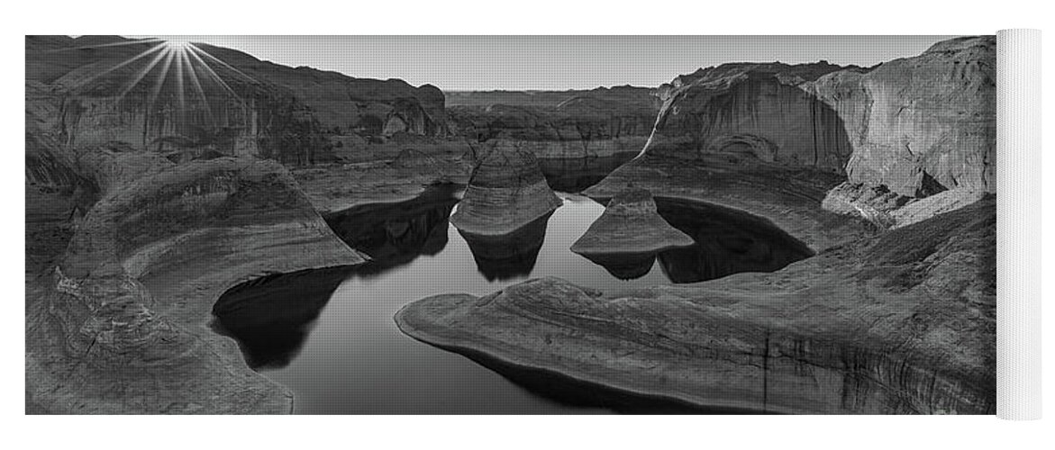 American Yoga Mat featuring the photograph Reflection Canyon in BW, Lake Powell, Utah by Henk Meijer Photography
