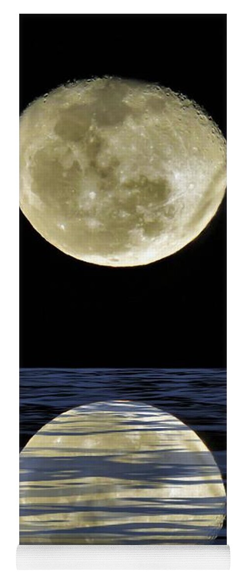 Weipa Yoga Mat featuring the mixed media Reflective Moon by Joan Stratton