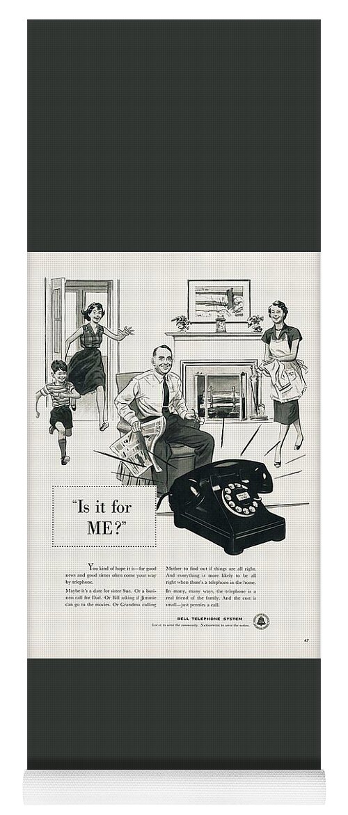 Vintage Advertising Yoga Mat featuring the digital art Ring...Ring... by Kim Kent