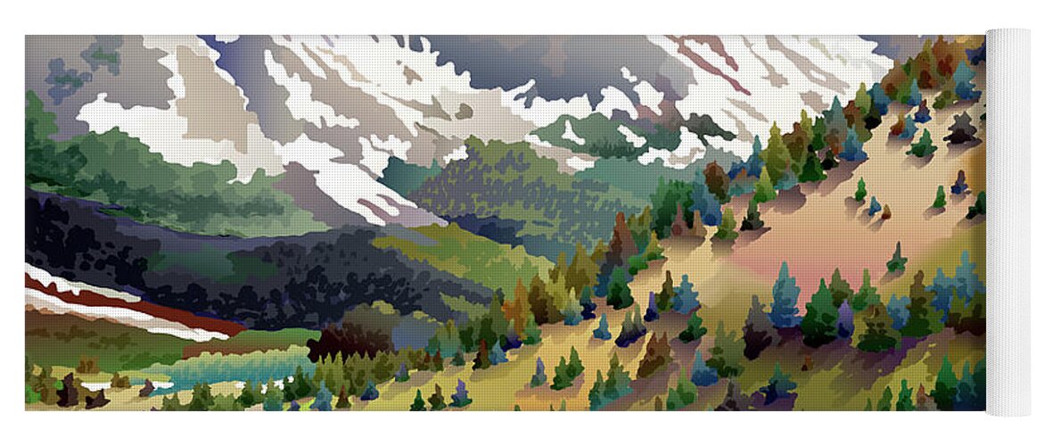 Rocky Mountains Yoga Mat featuring the digital art Road to Alma II by Anne Gifford