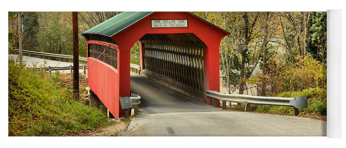 Chiselville Covered Bridge Yoga Mat featuring the photograph Roaring Branch Brook Covered Bridge by Adam Jewell