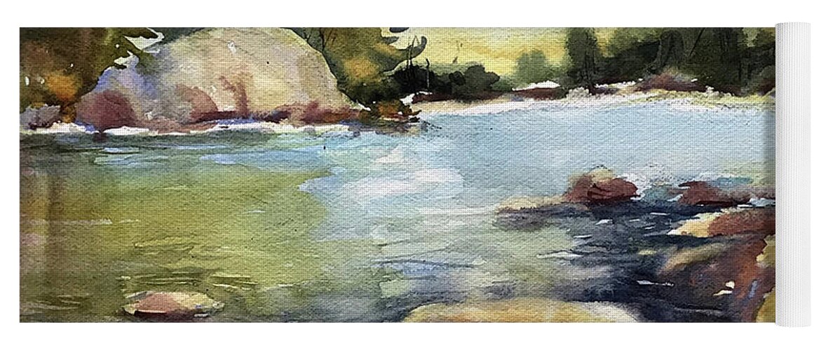 Landscape Yoga Mat featuring the painting Rocking the River by Judith Levins