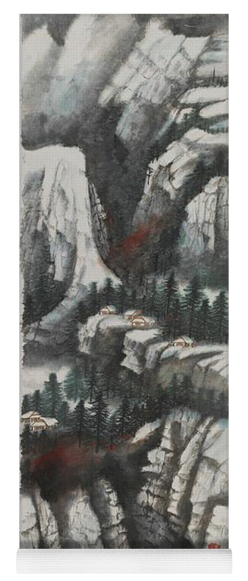 Chinese Watercolor Yoga Mat featuring the painting The Four Seasons Version 2 - Winter by Jenny Sanders