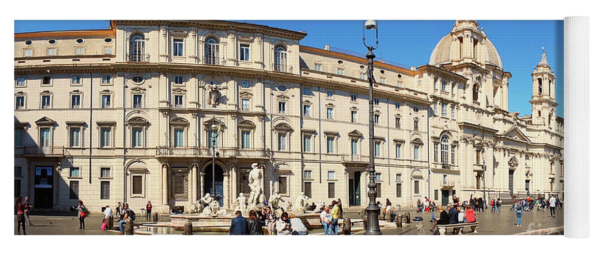 Roma Yoga Mat featuring the photograph Roma - Panorama Of Piazza Navona by Stefano Senise