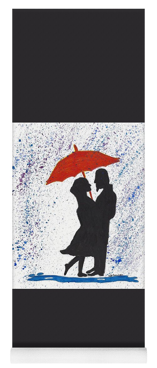 Rain Yoga Mat featuring the mixed media Romance in the Rain by Ali Baucom