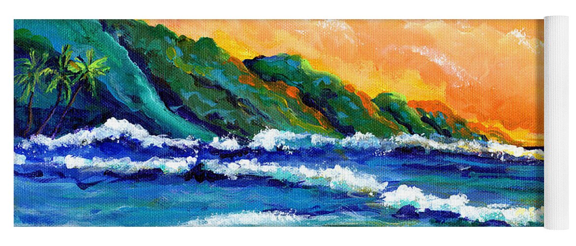 Kauai Yoga Mat featuring the painting Romantic Kauai Sunset by Marionette Taboniar