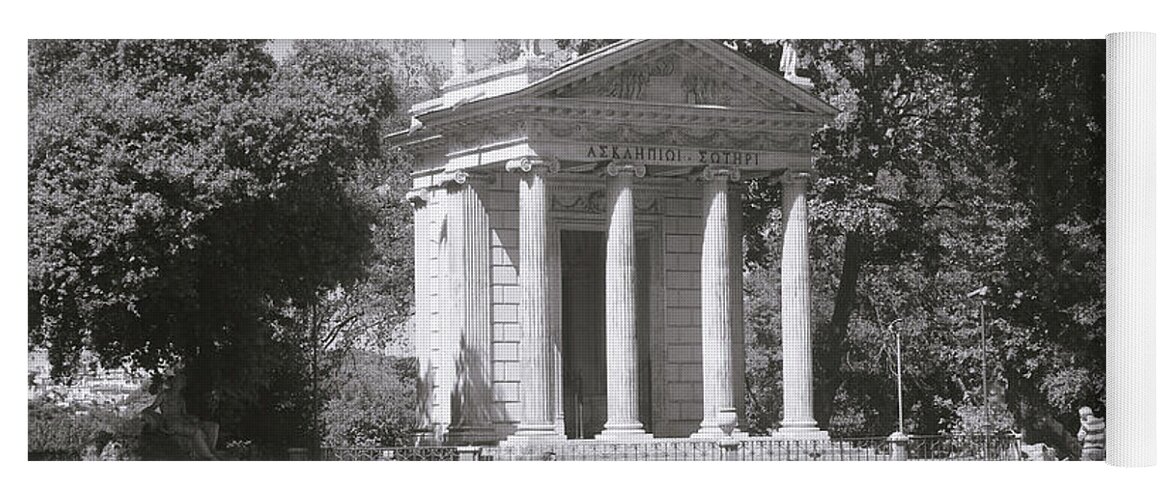 Villa Borghese Yoga Mat featuring the photograph Rome Bw - Temple Of Aesculapius - villa borghese by Stefano Senise