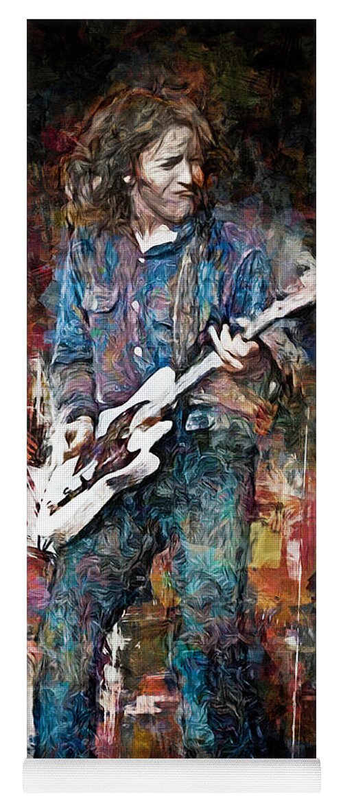 Rory Gallagher Yoga Mat featuring the mixed media Rory Gallagher, Blues and Rock Instrumentalist by Mal Bray