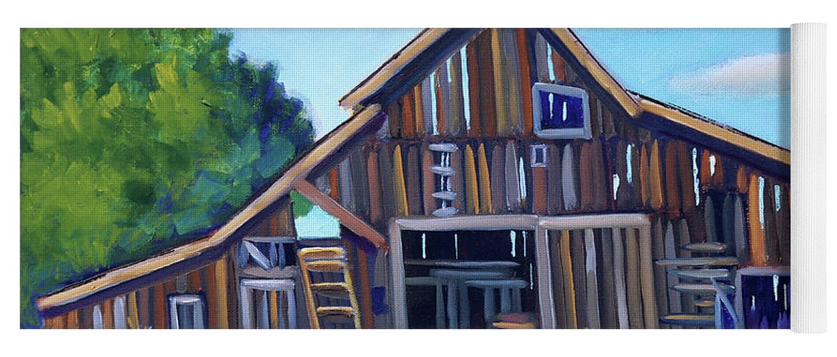 Roseberry Idaho Yoga Mat featuring the painting Roseberry Barn by Kevin Hughes